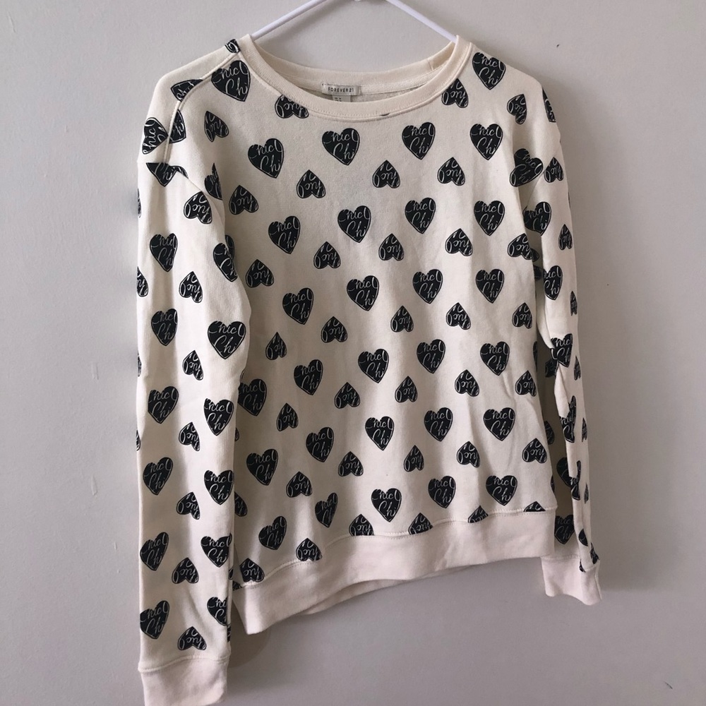 Forever 21 Cream Heart Sweater